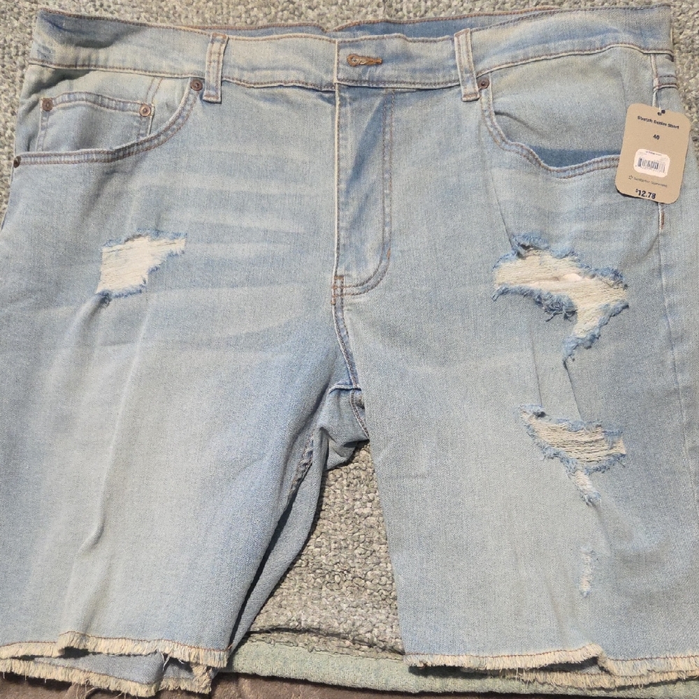George Light Blue Distressed Denim Shorts